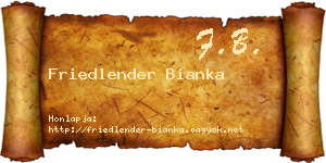 Friedlender Bianka névjegykártya